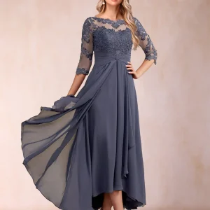 Robes de Mère de la Mariée Asymétriques à Manches 3/4 En Forme de A/Princesse