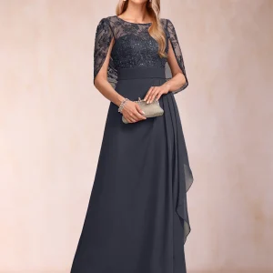 Robes de Mère de la Mariée En Mousseline de Soie à Col En V/Princesse avec Appliques et Volants
