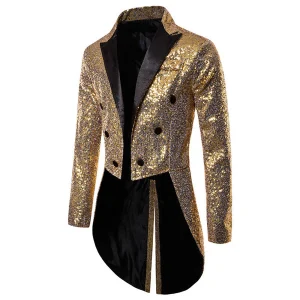 Veste de Soirée à Paillettes Colorées Pour Homme, Coupe Ajustée, Simple Boutonnage, Six Boutons