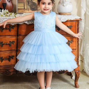 Robe de Bal à Encolure Dégagée Sans Manches Pour Demoiselled'Honneur avec Volants