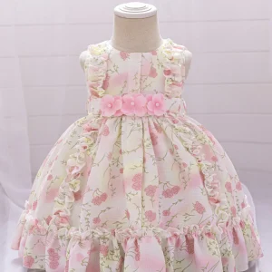 Robe de Bal à Encolure Dégagée et Sans Manches à Volants Pour Demoiselled'Honneur