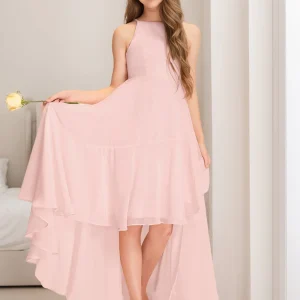 Robes de Demoiselled'Honneur Junior à Volants, Coupe A-Line/Princesse, Dos Nu, Sans Manches
