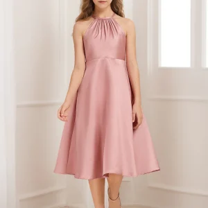 Robes de Demoiselled'Honneur Junior à Volants, Coupe A-Line/Princesse, Dos Nu, Sans Manches