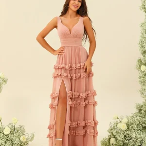 Robes de Demoiselle d'Honneur Sans Manches Coupe A-Line/Princess Longueur Au Sol avec Appliques