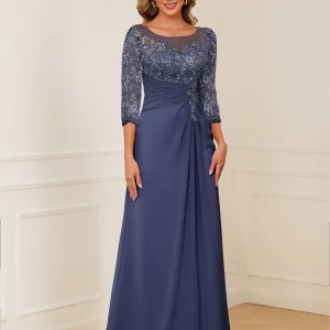 Robes de Mère de la Mariée Coupe A-Line/Princesse, Décolleté en V, Appliques Froncées