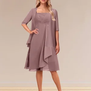 Robe de Soirée Formelle à Manches Mi-Longues et Coupe Princesse avec Volants et Veste