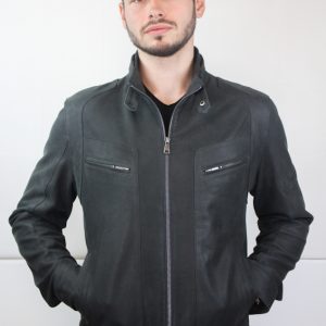 Blouson en Cuir gris vieilli « Milano » Homme
