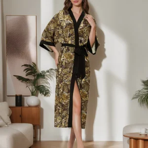 Robes Longues pour Femmes Imprimées Léopard Sauvage Peintes à la Main