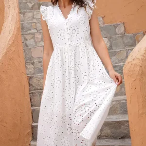 Robe Blanche Ajourée d'Invitée au Mariage - Célestine