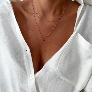 Collier Luam - mauve et doré