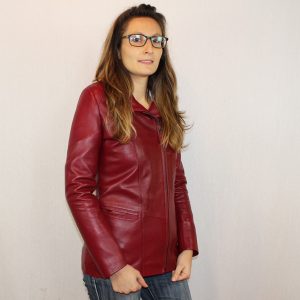 Veste femme en cuir agneau rouge hermes